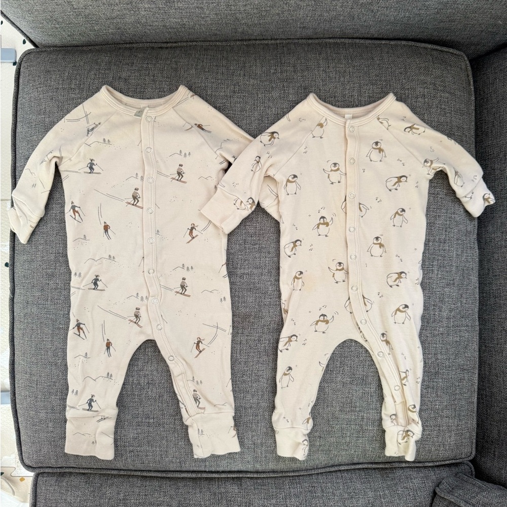 Rylee + Cru Cream One Piece Rompers, 2 pack